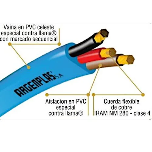 Cable Plano Bomba Sumergible 3X2.5MM ARGENPLAS - SKU: AC00024